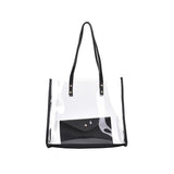 Ladies Transparent PVC Shopping Bag + Pu Shoulder Bag Large Capacity