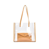 Ladies Transparent PVC Shopping Bag + Pu Shoulder Bag Large Capacity