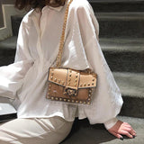 Small Pink Yellow PVC Rivet Women Handbag Soft Shoulder Bag