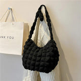 Women Cloud Bubbles Shoulder Bag Soft Cloth Handbag