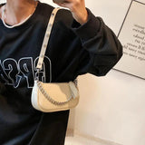 Vintage PU Leather Shoulder Bag with Chains Crossbody Handbag Clutch