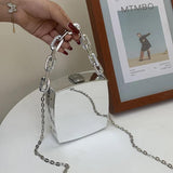 Silver PVC Evening Clutch Bag Crossbody Shoulder Bags Mini Purses