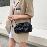 Vintage Pleated Female Handbag PU Leather Chain Cloud Shoulder Bag