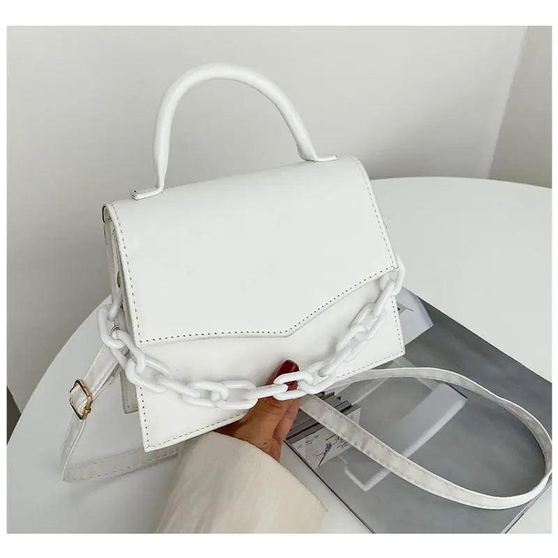 Summer Leather Shoulder Bag Chain Clutch - Small Handbag for Women