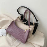 Retro Crocodile Pattern Shoulder Bag for Women
