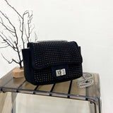 Vintage Rhinestone Crossbody Bag Women Glitter Chain Shoulder