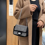 Vintage Rhinestone Crossbody Bag Women Glitter Chain Shoulder
