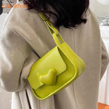 Lemon Green Love Clasp Handbag Shoulder Underarm Bags For Women Tote Bags