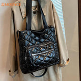 Cotton Padded Bag Women's Diamond Pattern Handbag Winter Quilted Bag