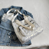 Cotton Padded Bag Women's Diamond Pattern Handbag Winter Quilted Bag