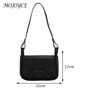 PU Leather Underarm Bag Soft Flap Female Commute Bag Love Clasp