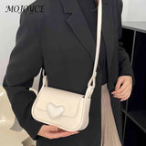 PU Leather Underarm Bag Soft Flap Female Commute Bag Love Clasp