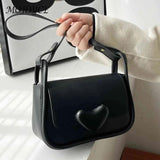 PU Leather Underarm Bag Soft Flap Female Commute Bag Love Clasp