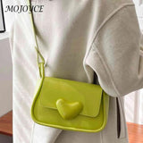 PU Leather Underarm Bag Soft Flap Female Commute Bag Love Clasp
