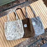 Corduroy Tote Bag with Inner Pocket for Women