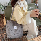 Corduroy Tote Bag with Inner Pocket for Women