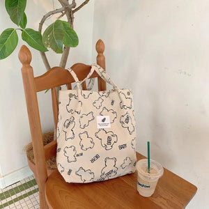 Corduroy Tote Bag with Inner Pocket for Women