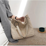 Casual Straw Tote Handbag Large Capacity Women Shoulder Bag