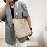 Casual Straw Tote Handbag Large Capacity Women Shoulder Bag