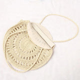 Boho Straw Woven Circle Tote Bag for Women