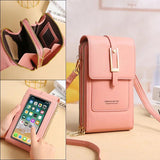 Women Handbags Pu Leather Shoulder Bags Touch Screen Phone Purse