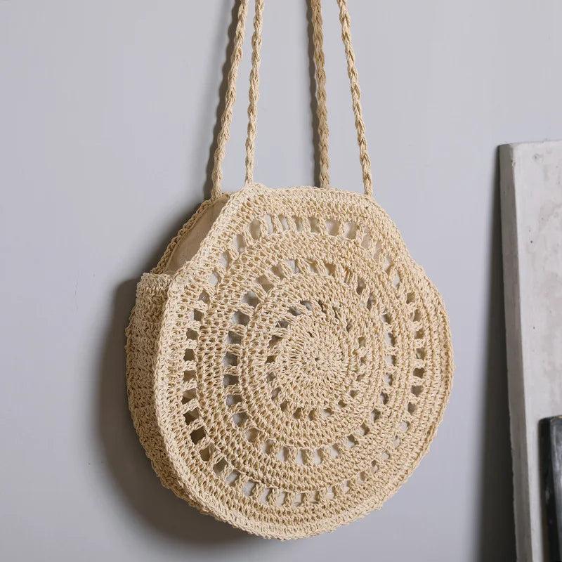 Beach Shoulder Bags Women Hollow Handbags Straw Knitting Bags