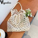 Hand-Woven Straw Bag Women Rattan Shoulder Tote