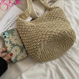 Small Straw Woven Beach Bag Portable Handbag