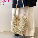 Small Straw Woven Beach Bag Portable Handbag