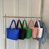 Large Winter Shoulder Bag Rhombus Pattern Top Handle Casual Tote
