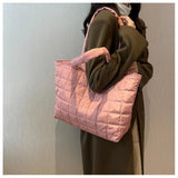 Large Winter Shoulder Bag Rhombus Pattern Top Handle Casual Tote