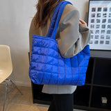 Large Winter Shoulder Bag Rhombus Pattern Top Handle Casual Tote