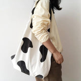 Cow Print Corduroy Handbag Tote Shoulder Bag