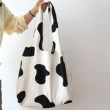 Cow Print Corduroy Handbag Tote Shoulder Bag
