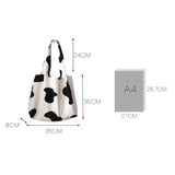 Cow Print Corduroy Handbag Tote Shoulder Bag