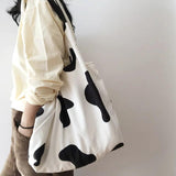 Cow Print Corduroy Handbag Tote Shoulder Bag