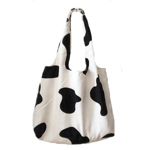 Cow Print Corduroy Handbag Tote Shoulder Bag