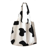 Cow Print Corduroy Handbag Tote Shoulder Bag