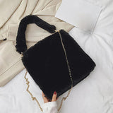 Plush Women Handbag Winter Fur Ladies Large Shoulder Bag Clutch Big Casual Tote