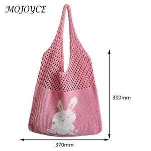 Cute Rabbit Woven Hobo Bag Eco-Friendly Female Tote