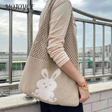 Cute Rabbit Woven Hobo Bag Eco-Friendly Female Tote