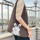 Cute Rabbit Woven Hobo Bag Eco-Friendly Female Tote