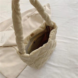 Corduroy Tote Bag for Women Pad Cotton Shoulder Bag Handbags Casual