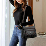 Vintage Small Square Bag Women PU Leather Shoulder Bag Multifunction Crossbody B