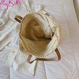 Straw Woven Shoulder Bag Beach Travel Rattan Knitted Large