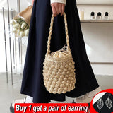Bohemia Straw Bag Large Capacity Rattan Bucket Shoulder Bag