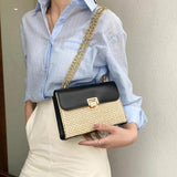 Summer Flap Straw Crossbody Bag Weave Chain Handbag Female Messenger Bag