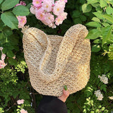 Bohemia Rattan Bucket Shoulder Bag Women's Straw Beach Bag
