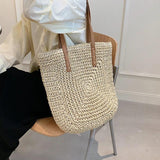 Women Summer Woven Shoulder Shopping Bag Beach Vacation Travel