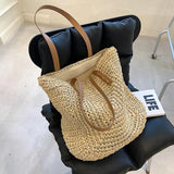 Women Summer Woven Shoulder Shopping Bag Beach Vacation Travel